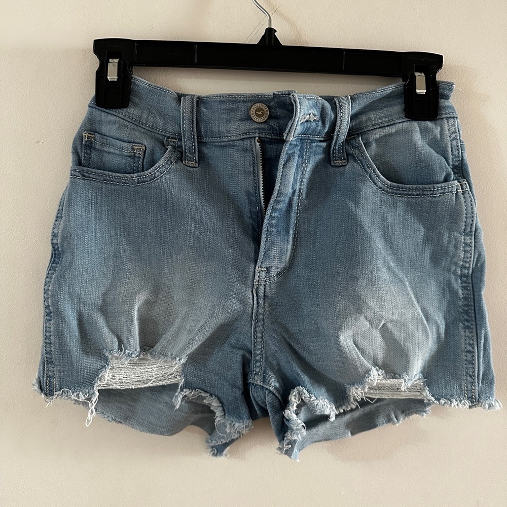 Hollister Light Blue Distressed Jean Shorts